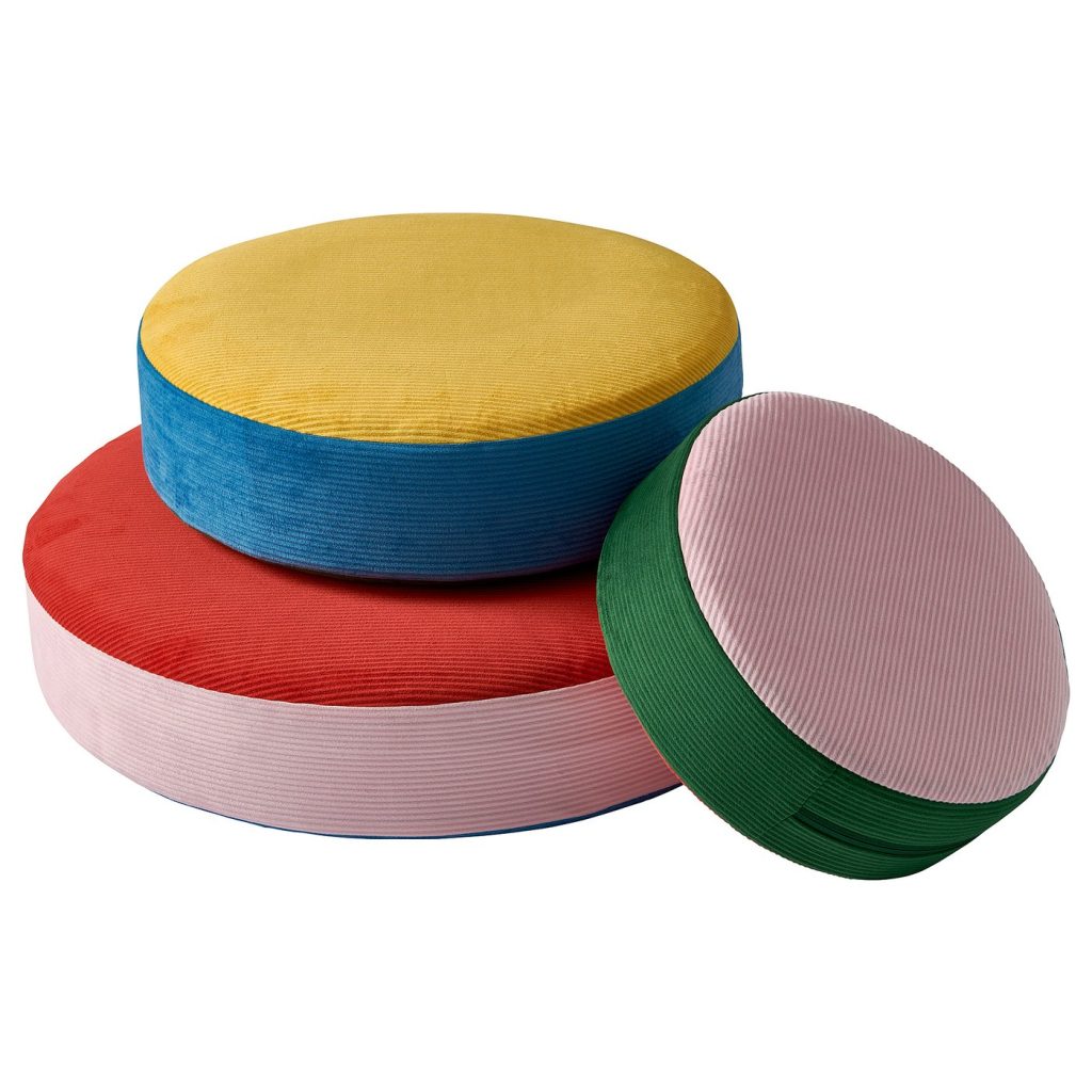 GREJSIMOJS coussin de sol, 3 pièces