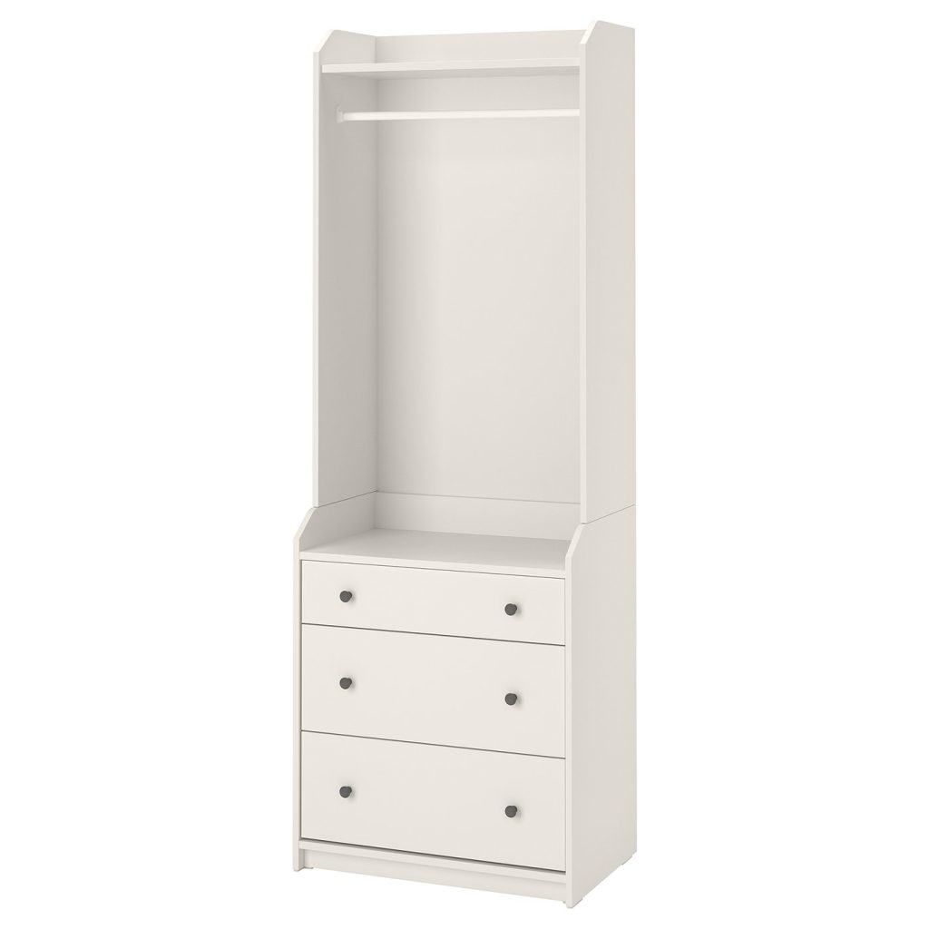 HAUGA armoire ouverte avec 3 tiroirs