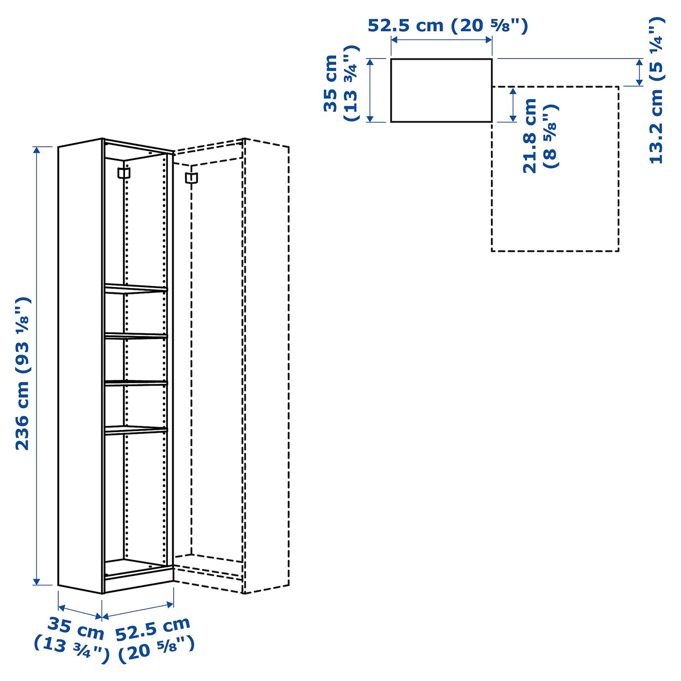 PAX élément d'angle av 4 tablettes