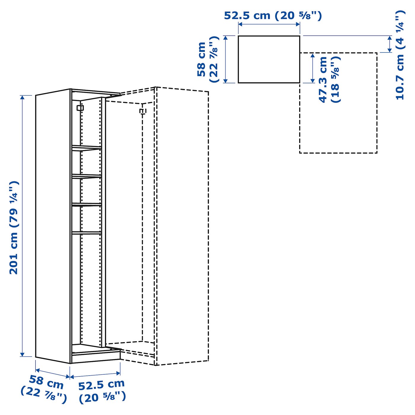 PAX élément d'angle av 4 tablettes