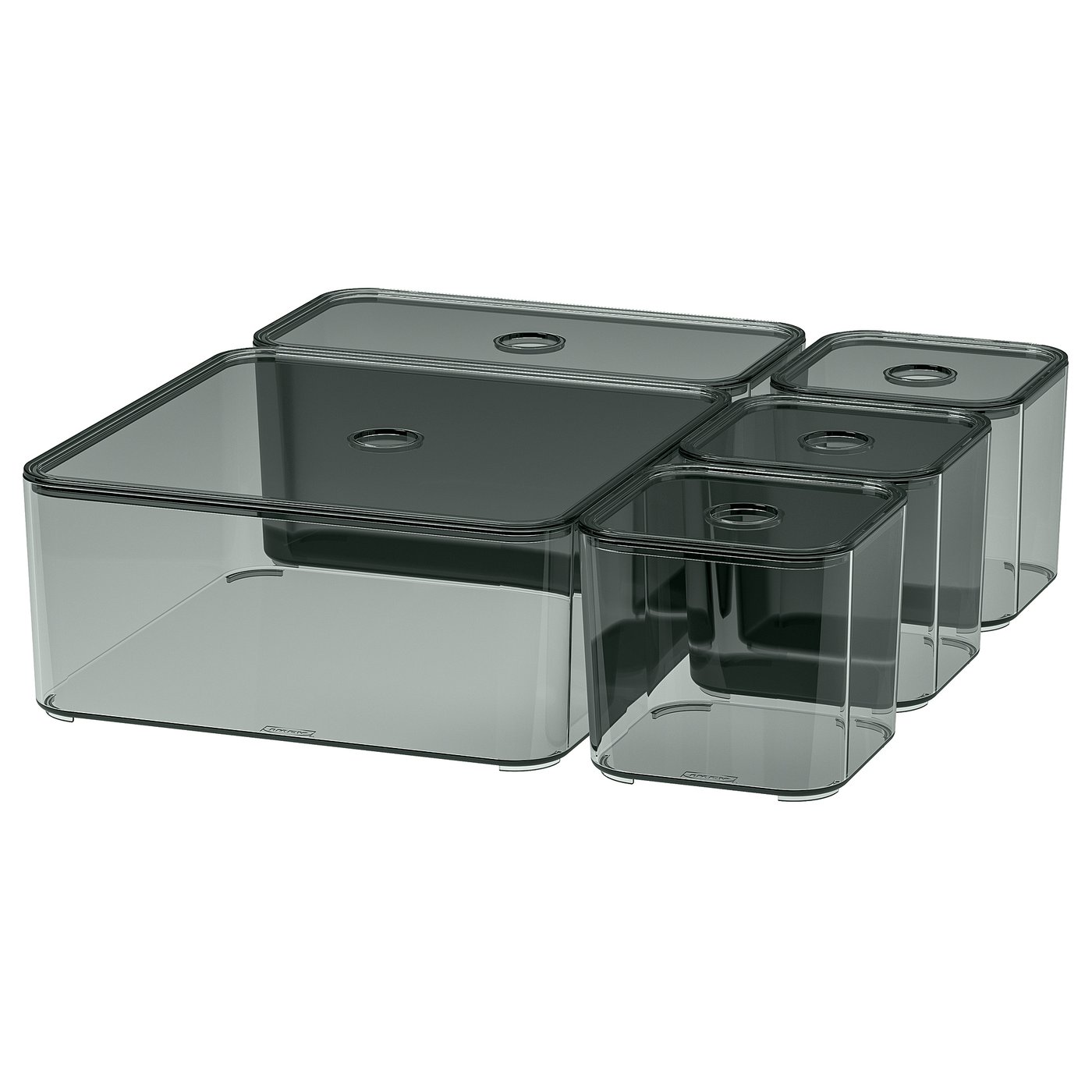 VISSLAÅN boîte avec couvercle, lot de 5