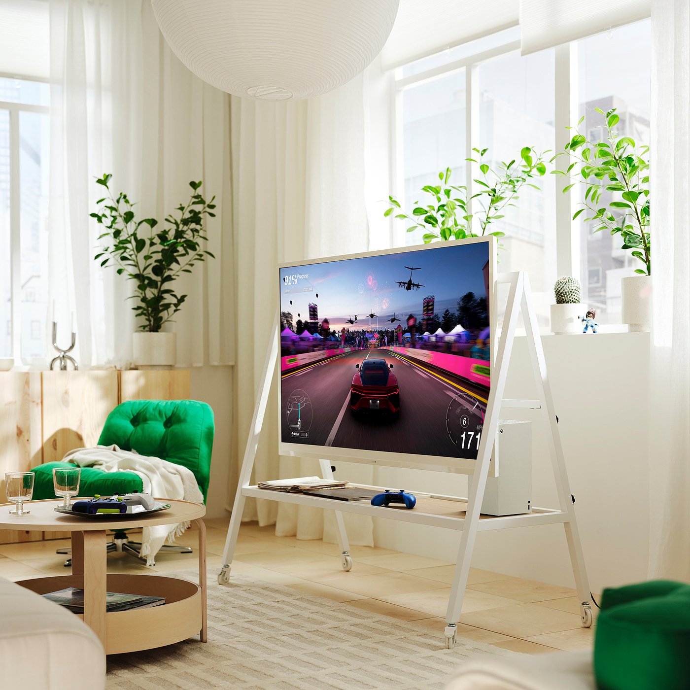 YXSTABY support TV de jeu à roulettes