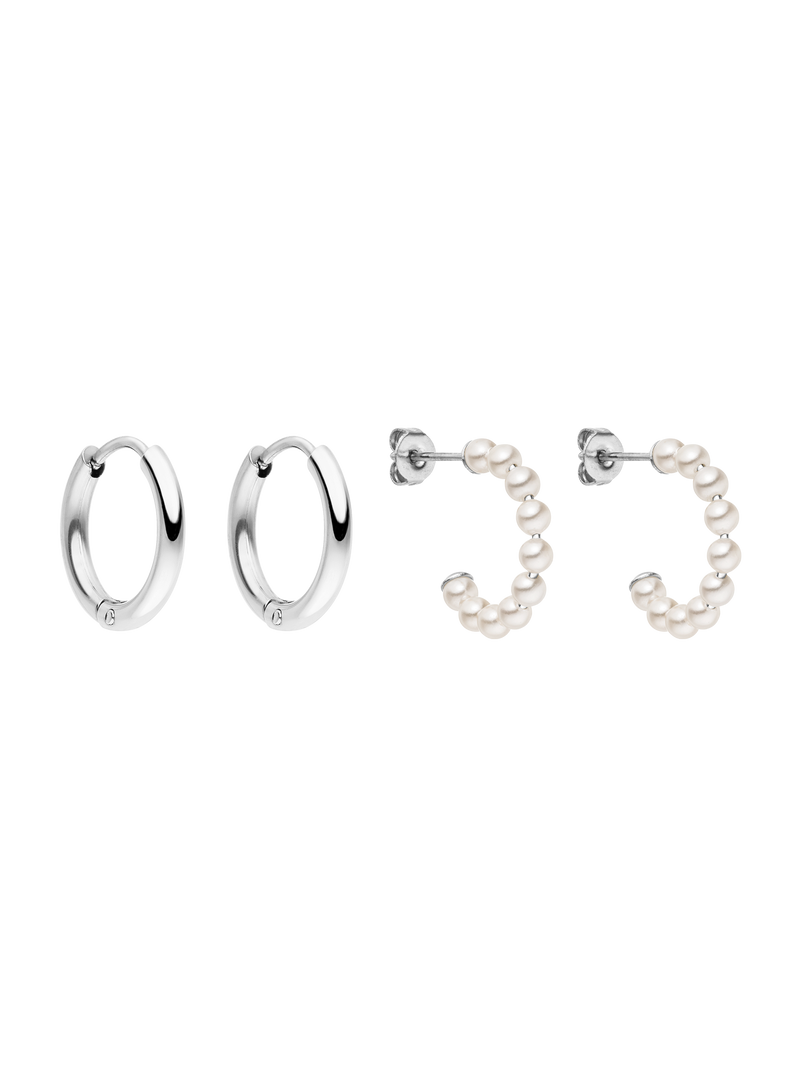 Pearl And Hoop Ohrring Set
