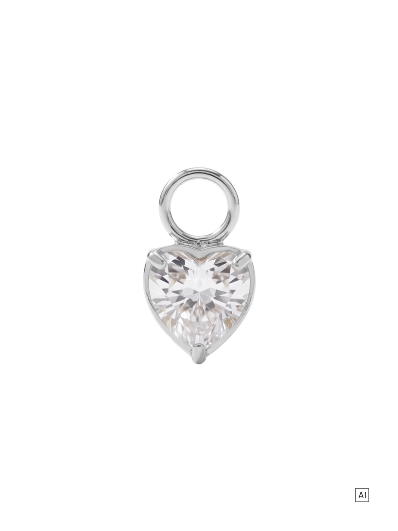 White Heart Ohrring-Charm