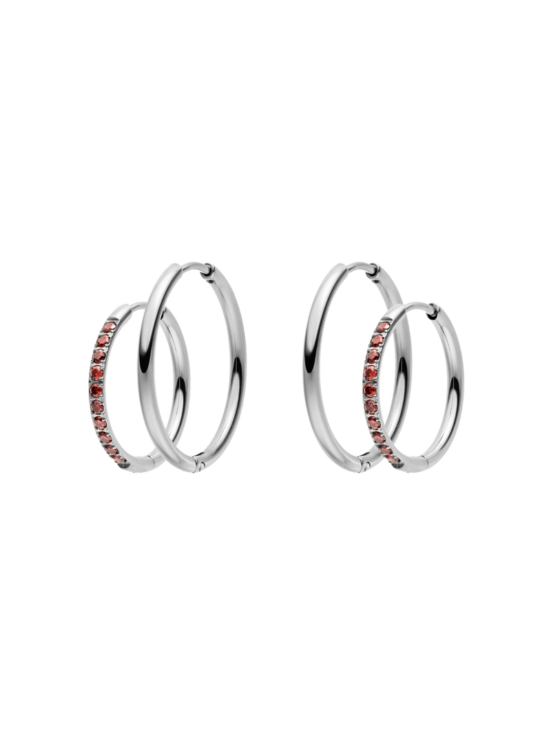 Ohrringe Set Glitter Red