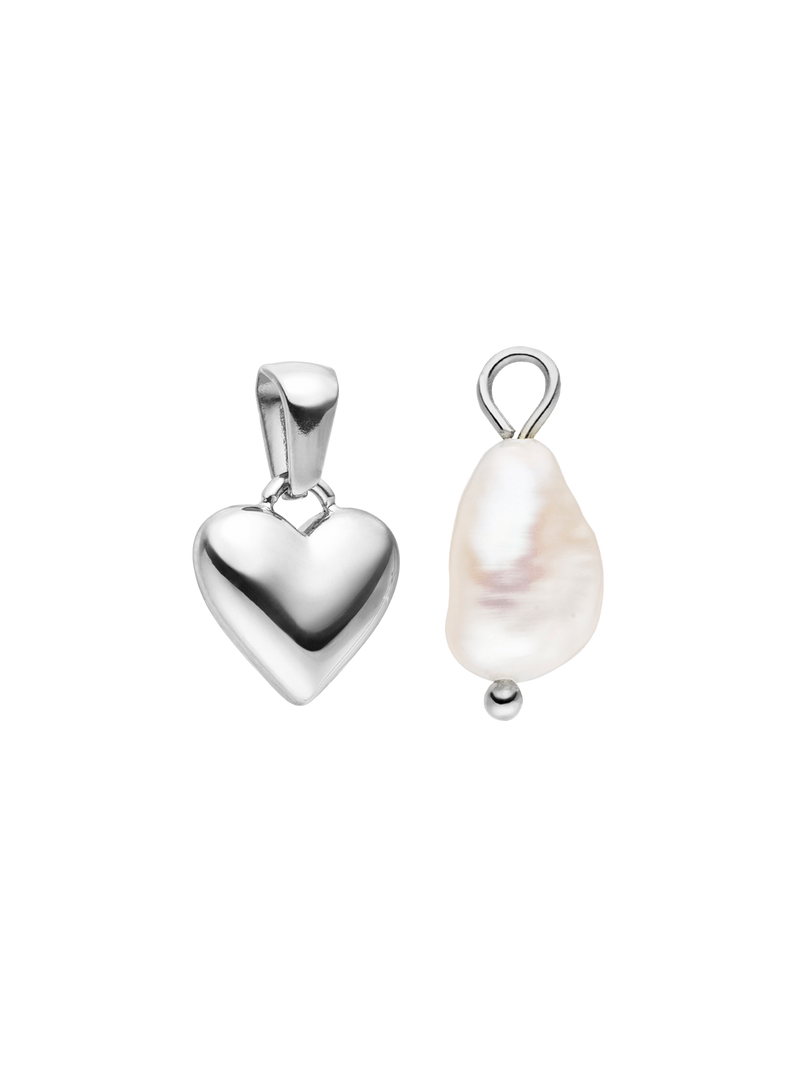 Pearl and Heart Charm Set