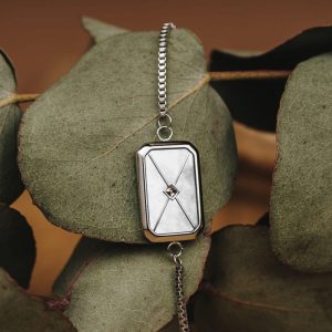 Aquarell Armband (Weißes Perlmutt/Silber)