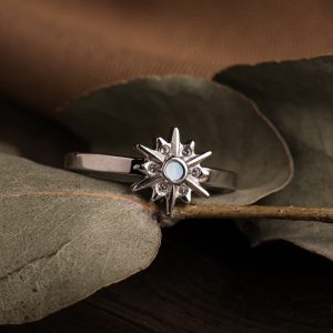 Asterisk Ring (Blaues Perlmutt/Silber)