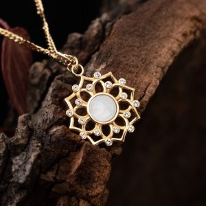 Composition Gem Halskette (Mondstein/Gold)