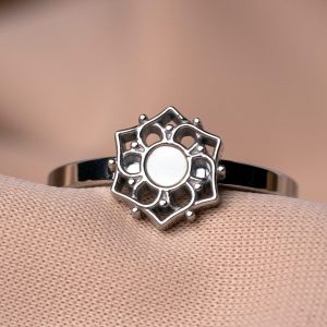 Composition Ring (Weißes Perlmutt/Silber)