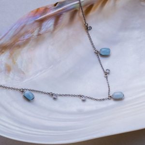Dewdrops Halskette (Aquamarin/Silber)