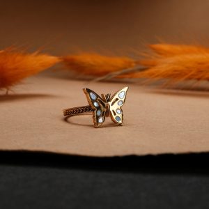Fritillary Ring (Blaues Perlmutt/Gold)