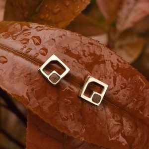 Geometric Ohrringe (Walnuss/Rosé)