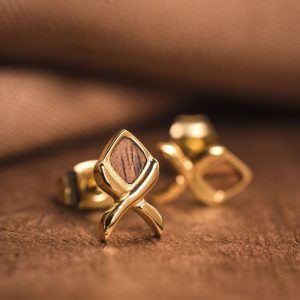 Mosaic Ohrringe (Walnuss/Gold)