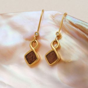 Mosaic Ohrringe (Walnuss/Gold) II