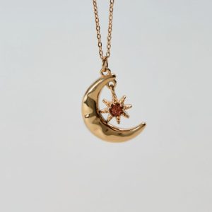 Newmoon Halskette (Sandstein/Gold)