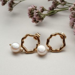 Oceanfoam Ohrringe (Perle/Gold)