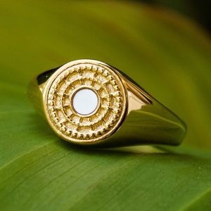 Pixa Ring (Weißes Perlmutt/Gold)