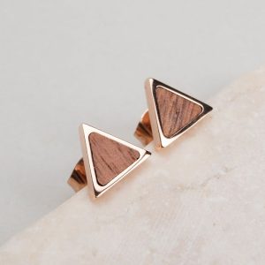 Scale Ohrringe (Walnuss/Roségold)