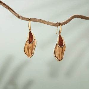 Sequoia Ohrringe (Zebrano/Gold) II