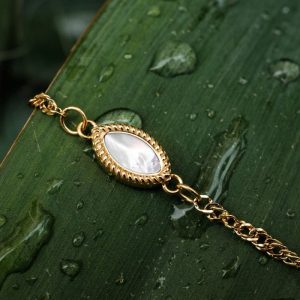 Visual Armband (Weißes Perlmutt/Gold)