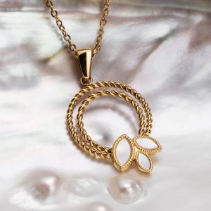 Visual Halskette (Weißes Perlmutt/Gold) II