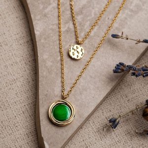 Zendala Halskette (Grünes Perlmutt/Gold)